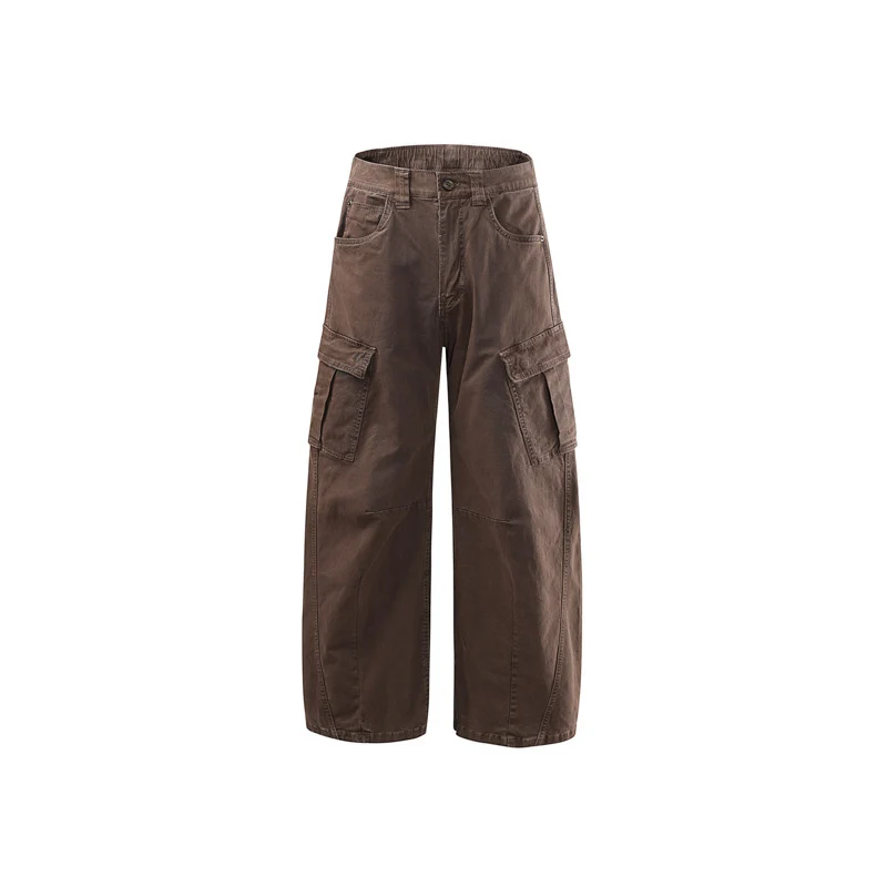 Damen Weite High Waist Cargo Culotte aus Baumwolltwill mit Mehrfachtaschen Nord Taschen