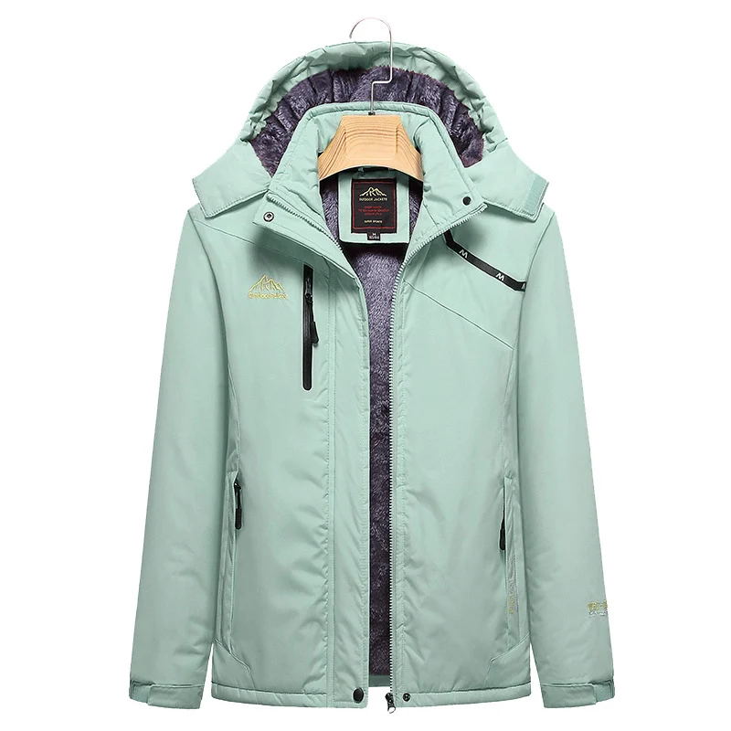 Damen Wattierte Winterjacke mit Fleece‑Innenfutter, abnehmbarer Kapuze und wasserdichter Softshell-Außenlage Nord Taschen