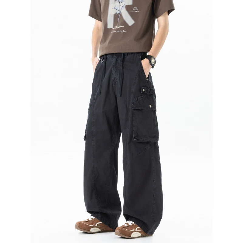 Herren weite Cargo-Hose im Baggy‑Schnitt mit Utility‑Taschen und Kordelbund Nord Taschen