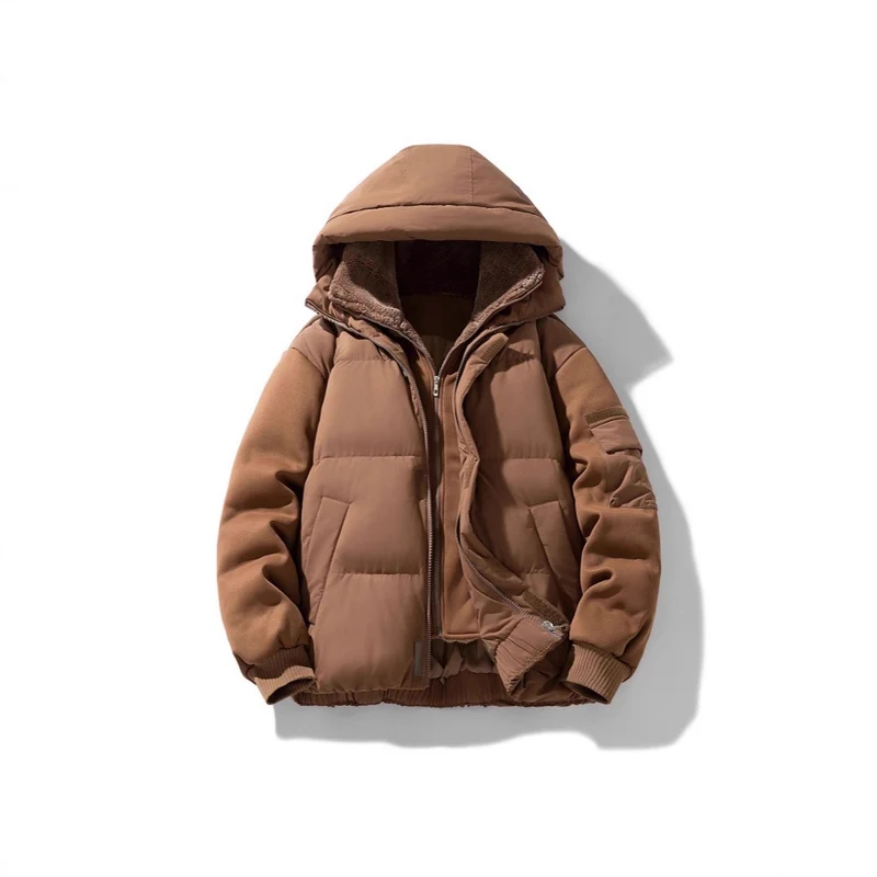 Herren Wattierte Kapuzenjacke mit Teddyfutter und kontrastierenden Softshell-Ärmeln Nord Taschen
