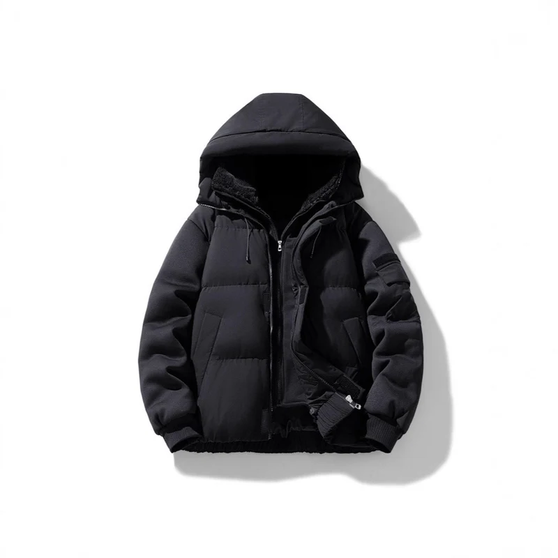 Herren Wattierte Kapuzenjacke mit Teddyfutter und kontrastierenden Softshell-Ärmeln Nord Taschen