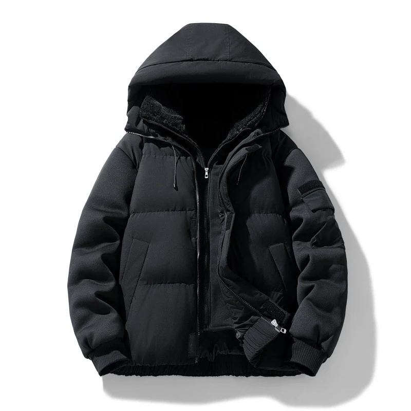Herren Wattierte Kapuzenjacke mit Teddyfutter und kontrastierenden Softshell-Ärmeln Nord Taschen