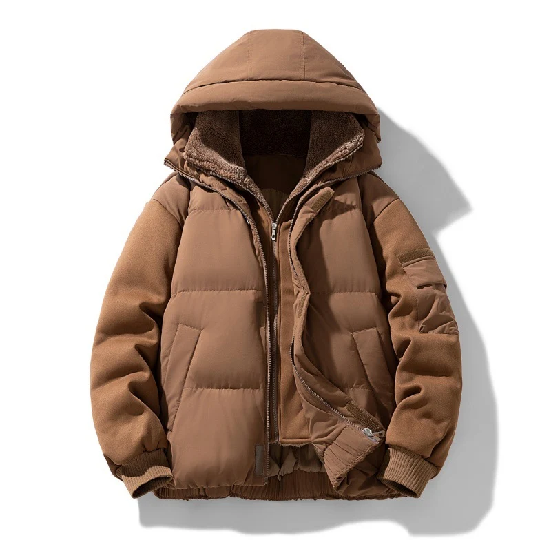 Herren Wattierte Kapuzenjacke mit Teddyfutter und kontrastierenden Softshell-Ärmeln Nord Taschen
