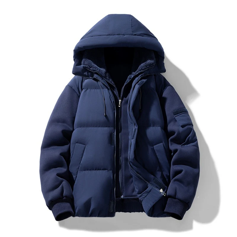 Herren Wattierte Kapuzenjacke mit Teddyfutter und kontrastierenden Softshell-Ärmeln Nord Taschen