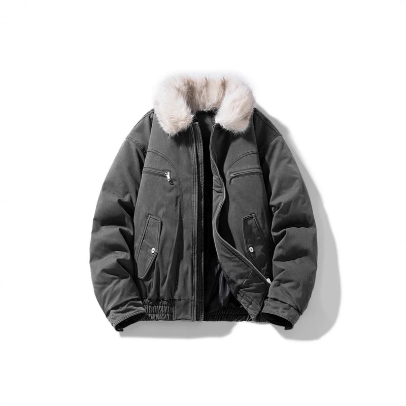 Herren wattierte Bomberjacke mit kuscheligem Kunstfellkragen und Mehrfachtaschen Nord Taschen