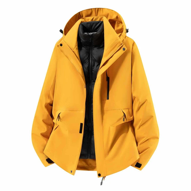 Herren Wasserfeste dreiteilige Winterjacke mit abnehmbarer Daunen-Innenjacke und Kapuze Nord Taschen