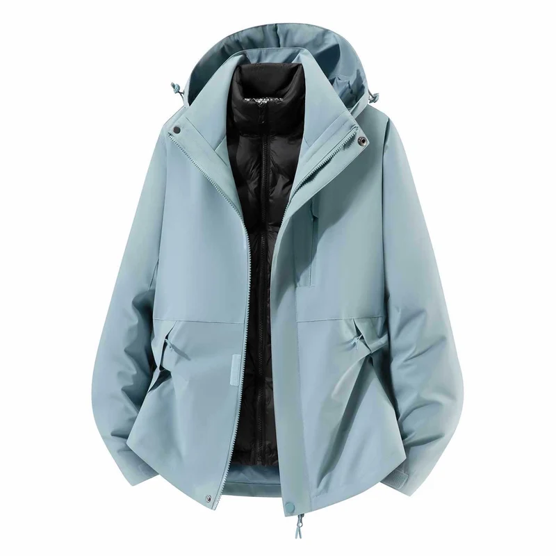 Herren Wasserfeste dreiteilige Winterjacke mit abnehmbarer Daunen-Innenjacke und Kapuze Nord Taschen
