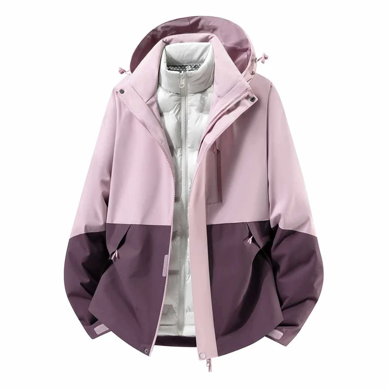 Herren Wasserfeste dreiteilige Winterjacke mit abnehmbarer Daunen-Innenjacke und Kapuze Nord Taschen