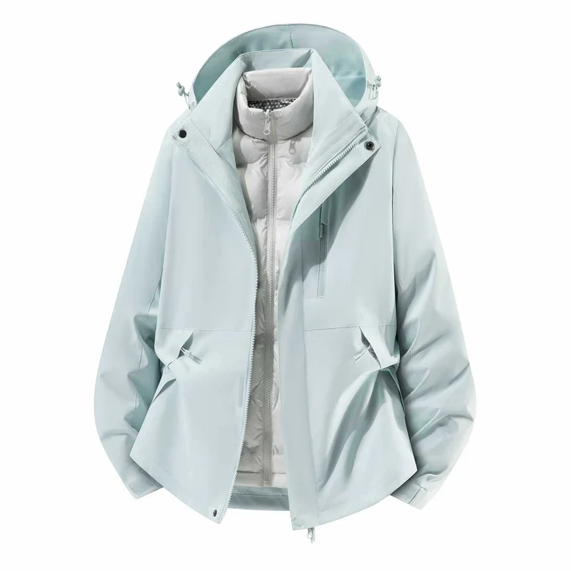 Herren Wasserfeste dreiteilige Winterjacke mit abnehmbarer Daunen-Innenjacke und Kapuze Nord Taschen