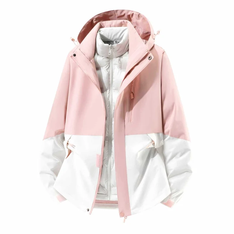 Herren Wasserfeste dreiteilige Winterjacke mit abnehmbarer Daunen-Innenjacke und Kapuze Nord Taschen