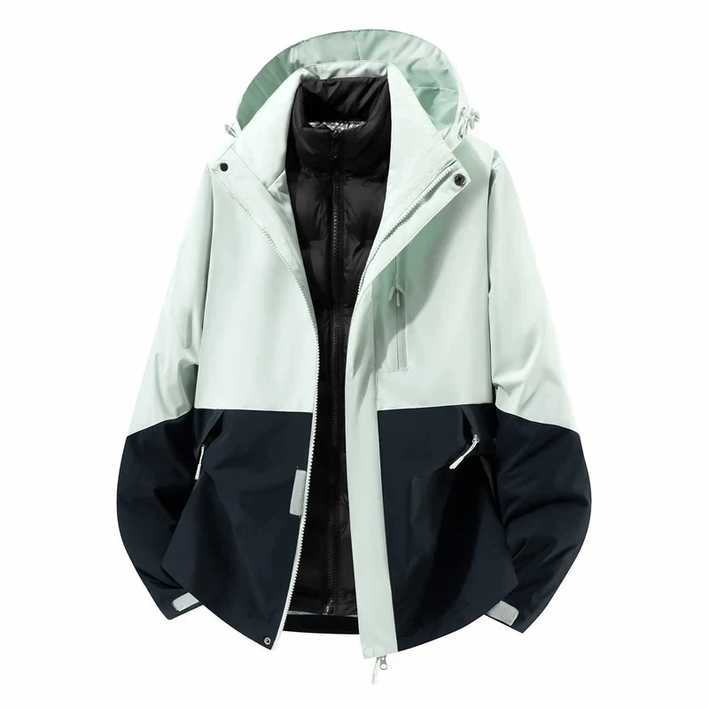 Herren Wasserfeste dreiteilige Winterjacke mit abnehmbarer Daunen-Innenjacke und Kapuze Nord Taschen