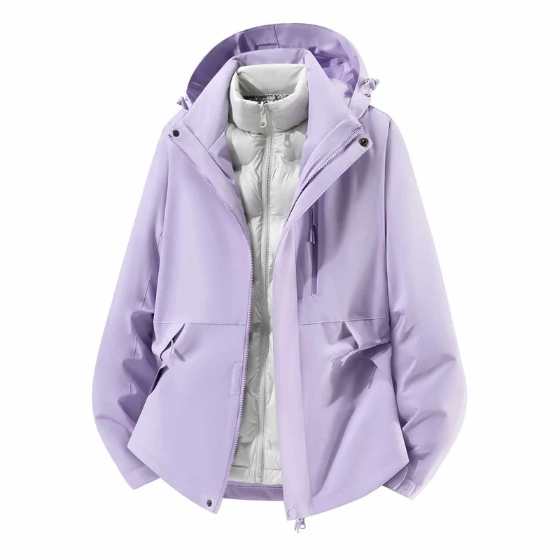Herren Wasserfeste dreiteilige Winterjacke mit abnehmbarer Daunen-Innenjacke und Kapuze Nord Taschen
