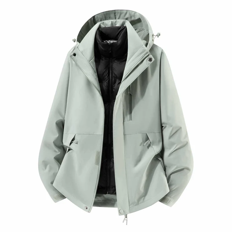 Herren Wasserfeste dreiteilige Winterjacke mit abnehmbarer Daunen-Innenjacke und Kapuze Nord Taschen