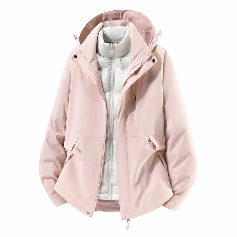 Herren Wasserfeste dreiteilige Winterjacke mit abnehmbarer Daunen-Innenjacke und Kapuze Nord Taschen