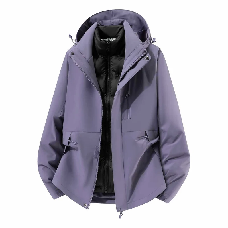 Herren Wasserfeste dreiteilige Winterjacke mit abnehmbarer Daunen-Innenjacke und Kapuze Nord Taschen