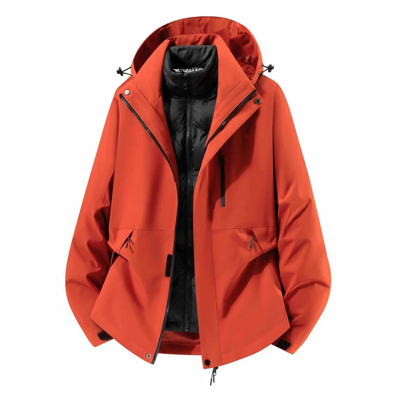 Herren Wasserfeste dreiteilige Winterjacke mit abnehmbarer Daunen-Innenjacke und Kapuze Nord Taschen