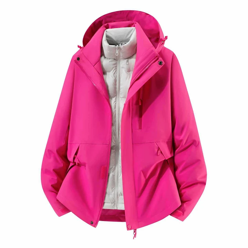 Herren Wasserfeste dreiteilige Winterjacke mit abnehmbarer Daunen-Innenjacke und Kapuze Nord Taschen