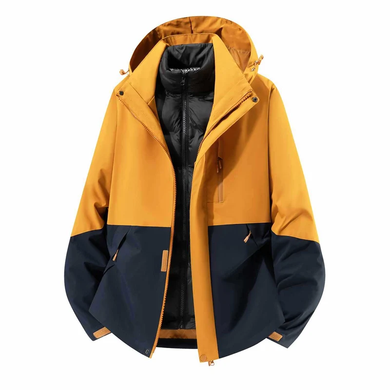 Herren Wasserfeste dreiteilige Winterjacke mit abnehmbarer Daunen-Innenjacke und Kapuze Nord Taschen