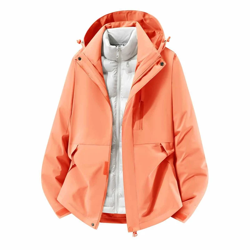 Herren Wasserfeste dreiteilige Winterjacke mit abnehmbarer Daunen-Innenjacke und Kapuze Nord Taschen