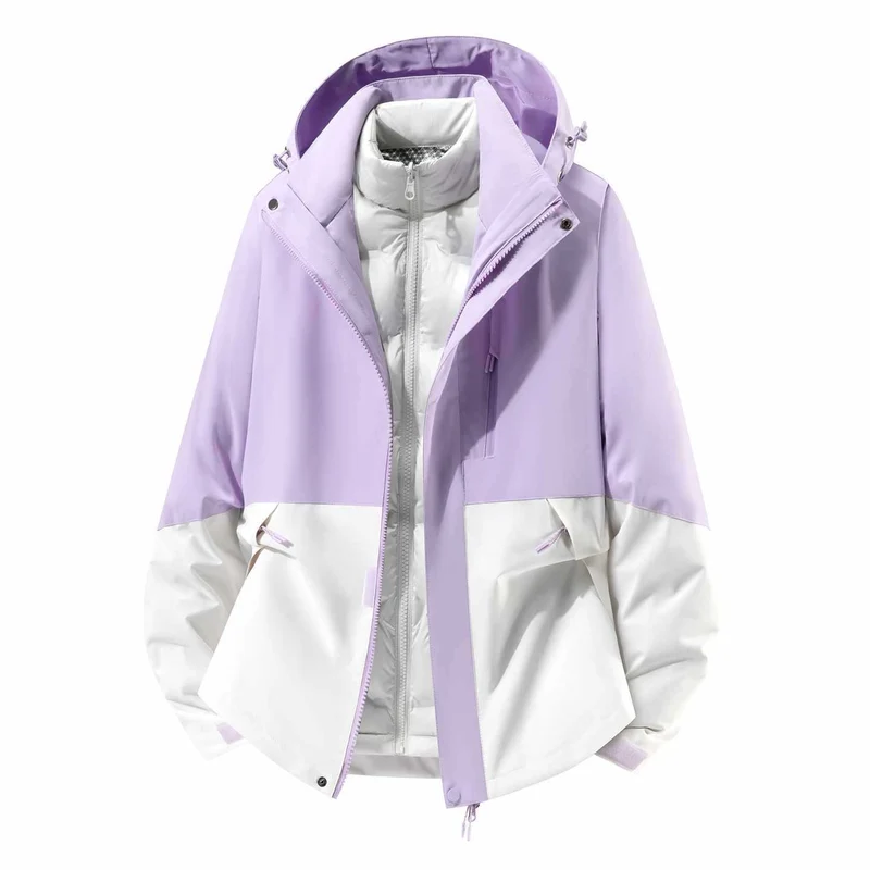 Herren Wasserfeste dreiteilige Winterjacke mit abnehmbarer Daunen-Innenjacke und Kapuze Nord Taschen