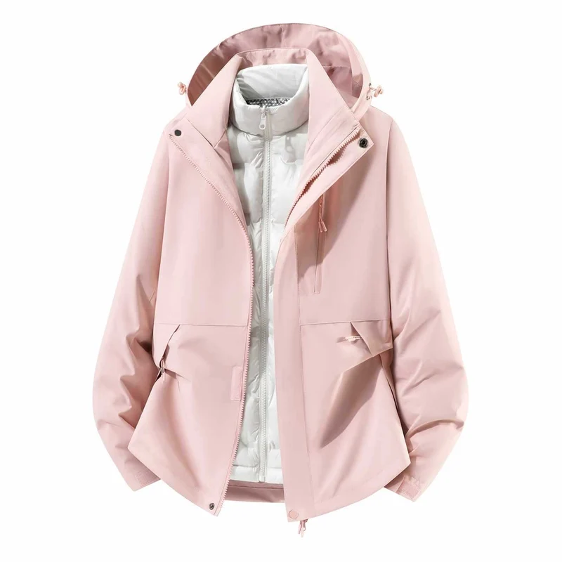 Herren Wasserfeste dreiteilige Winterjacke mit abnehmbarer Daunen-Innenjacke und Kapuze Nord Taschen