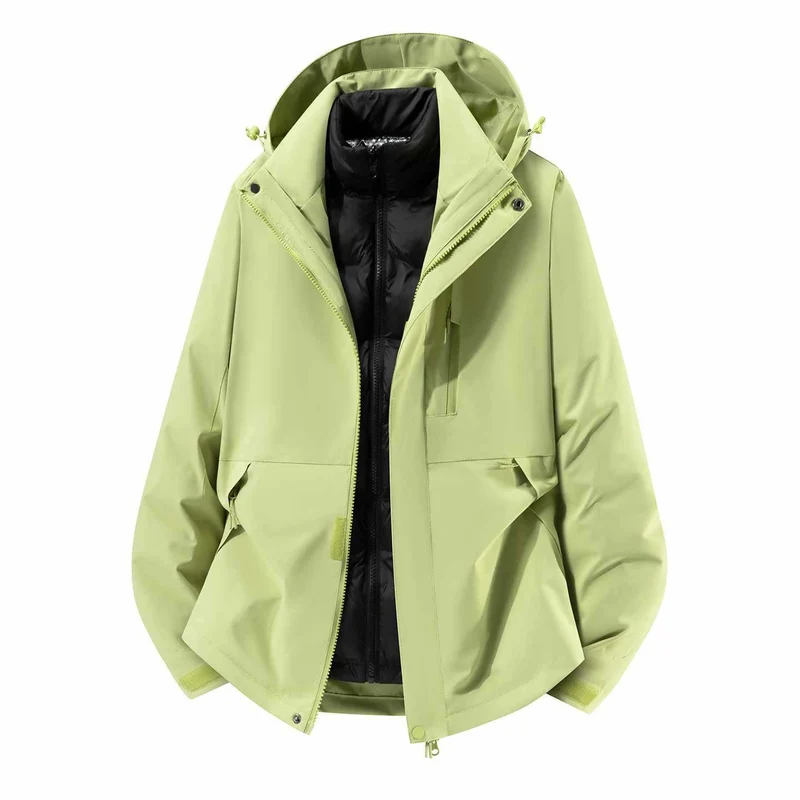 Herren Wasserfeste dreiteilige Winterjacke mit abnehmbarer Daunen-Innenjacke und Kapuze Nord Taschen