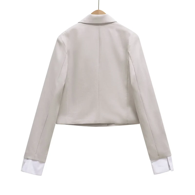 Damen Cropped Doppelreiher-Blazer mit Reverskragen Nord Taschen