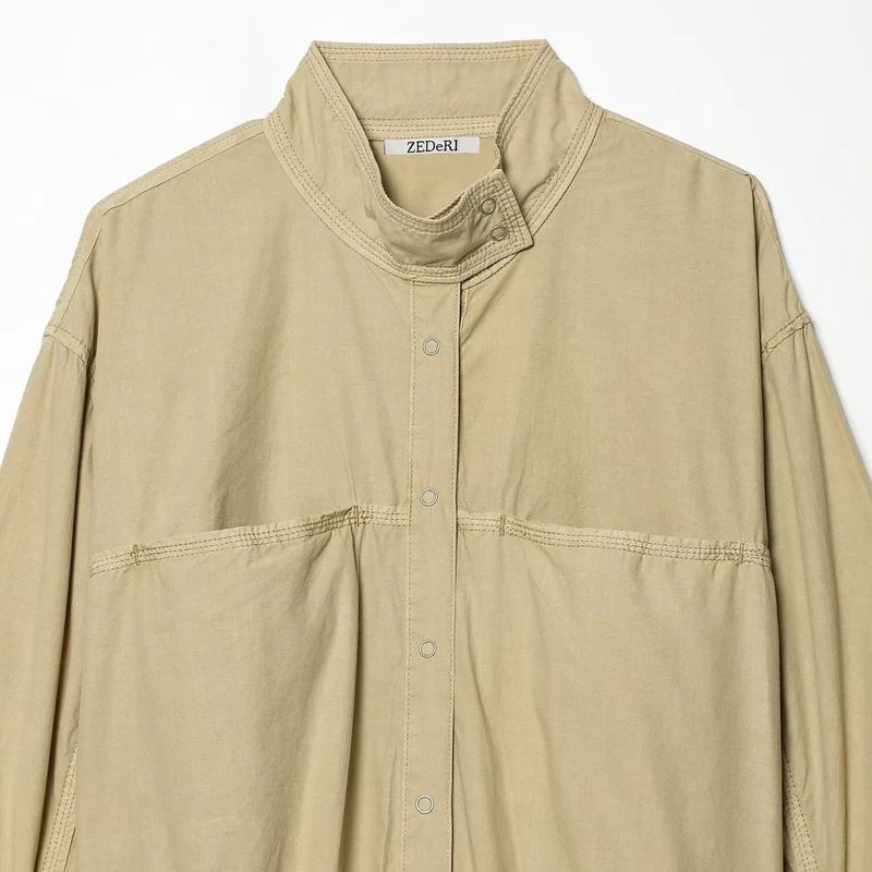 Damen Cropped Bomberjacke mit Stehkragen, Druckknopfleiste und gerafften Ärmeln Nord Taschen