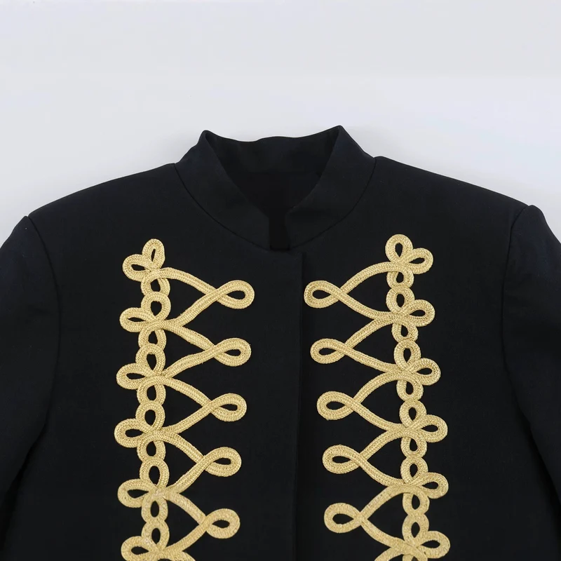 Damen Cropped-Bolerojacke mit hohem Stehkragen und dekorativer Galonborte Nord Taschen