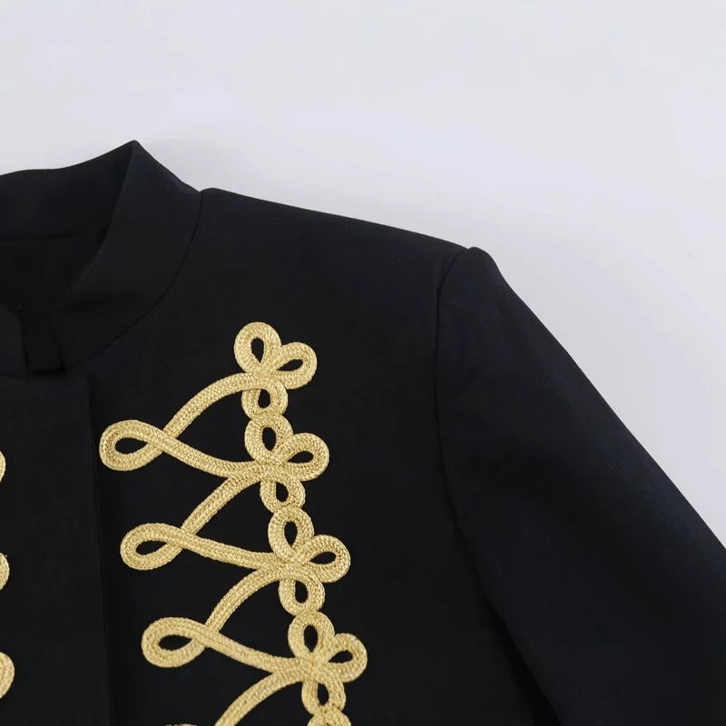 Damen Cropped-Bolerojacke mit hohem Stehkragen und dekorativer Galonborte Nord Taschen