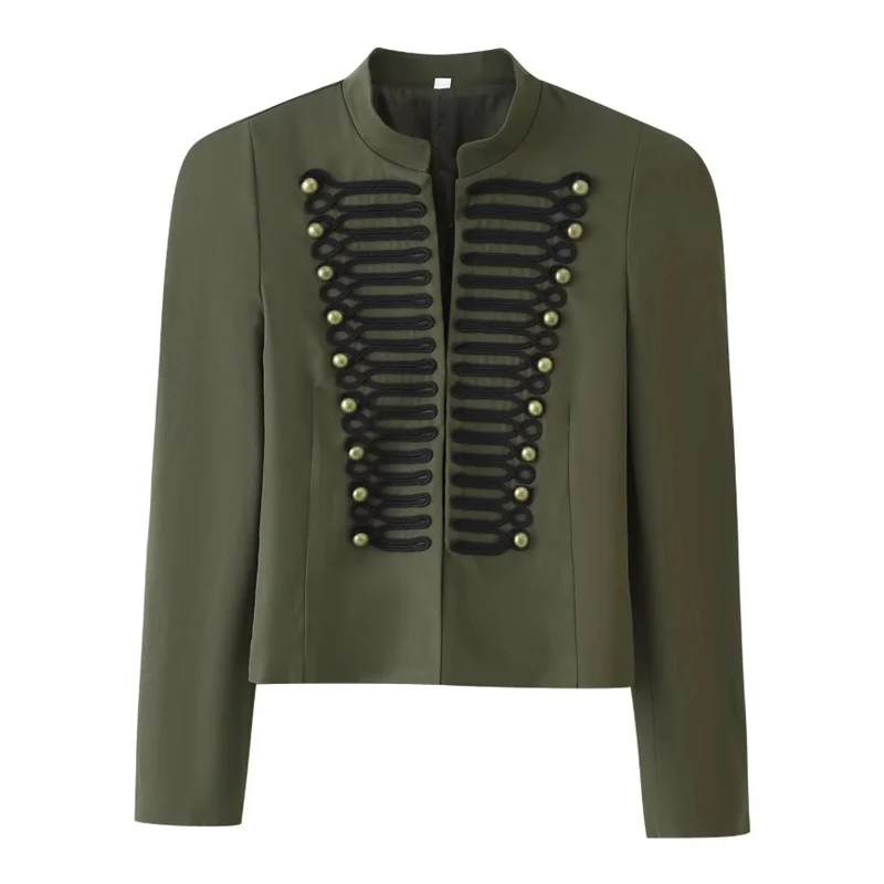 Damen Kurzjacke im hussareninspirierten Design mit Stehkragen und Zierkordeln Nord Taschen