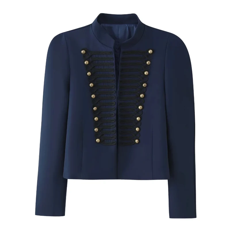 Damen Kurzjacke im hussareninspirierten Design mit Stehkragen und Zierkordeln Nord Taschen