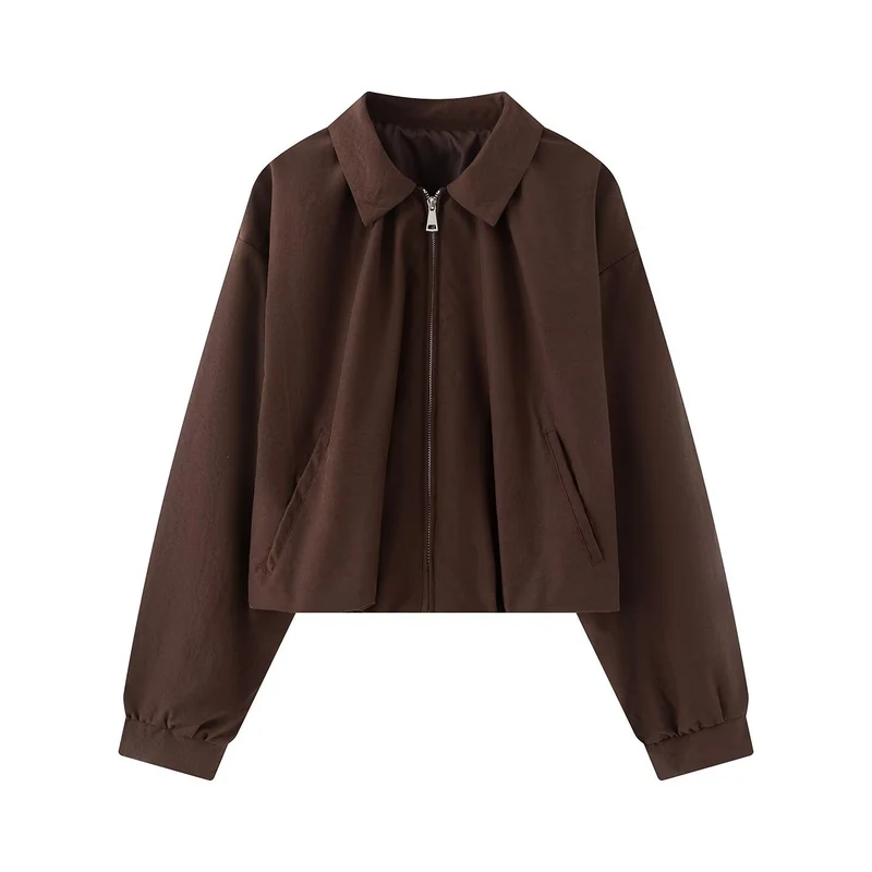 Damen Kurzjacke im Cropped-Bomberstil mit Kentkragen, Softshell-Optik und elastischen Bündchen Nord Taschen