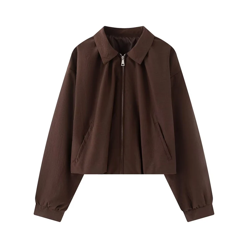 Damen Kurzjacke im Cropped-Bomberstil mit Kentkragen, Softshell-Optik und elastischen Bündchen Nord Taschen