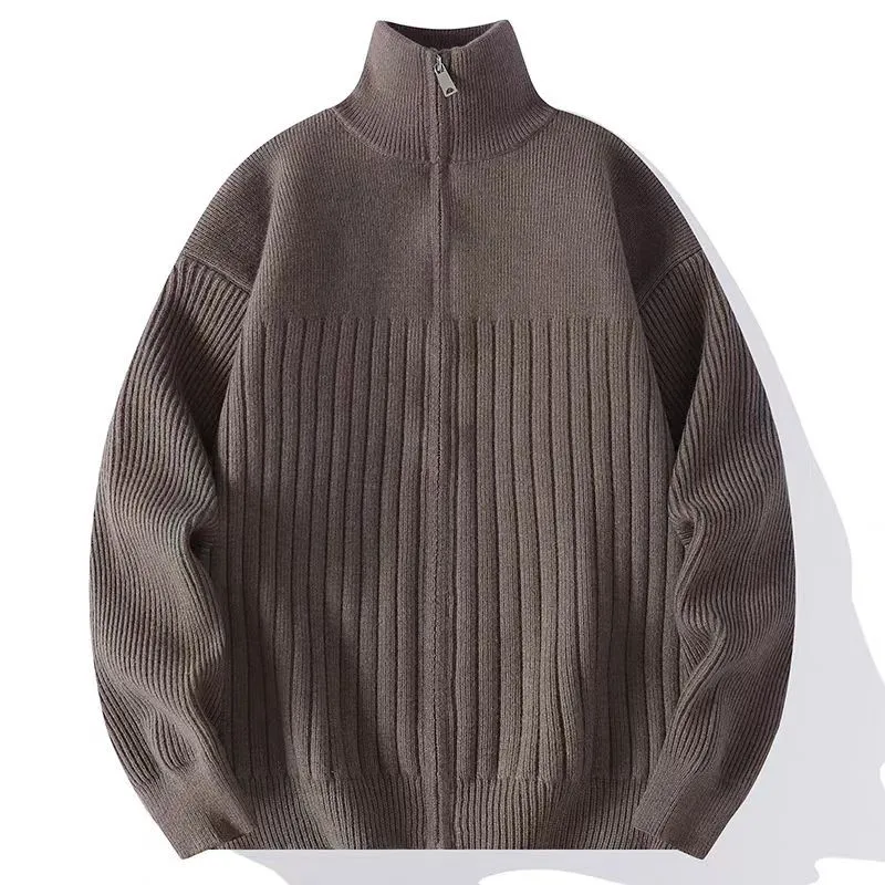 Herren Strukturierter Strickpullover mit halbem Reißverschluss und Rippenstruktur Nord Taschen