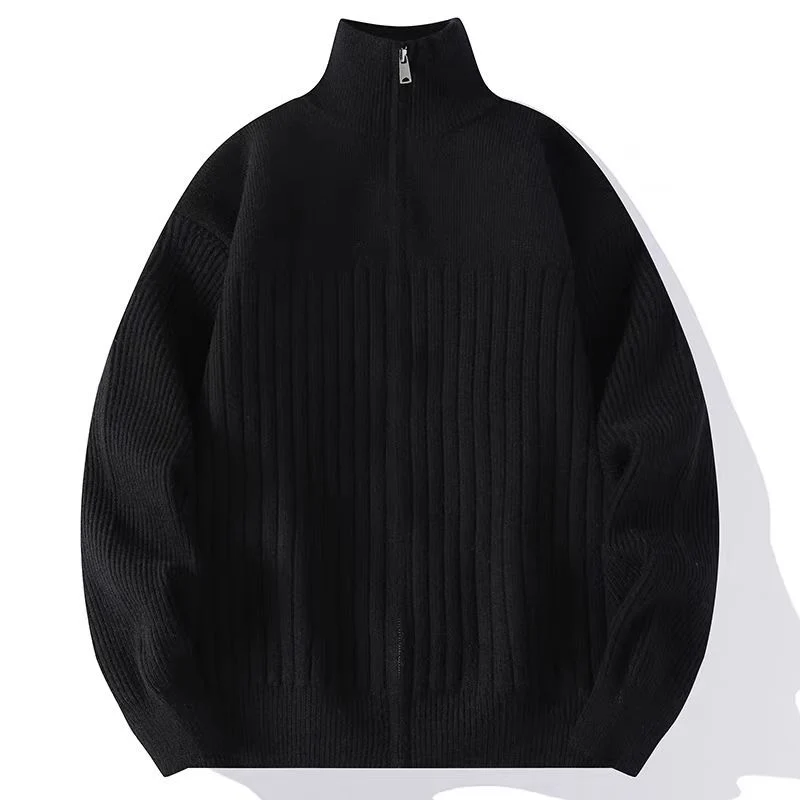 Herren Strukturierter Strickpullover mit halbem Reißverschluss und Rippenstruktur Nord Taschen