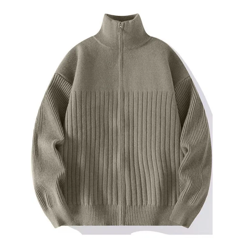 Herren Strukturierter Strickpullover mit halbem Reißverschluss und Rippenstruktur Nord Taschen