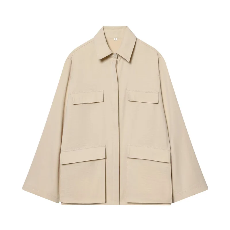 Damen Oversize Feldjacke im Boxy‑Cut mit vier Klapptaschen und verdeckter Druckknopfleiste Nord Taschen
