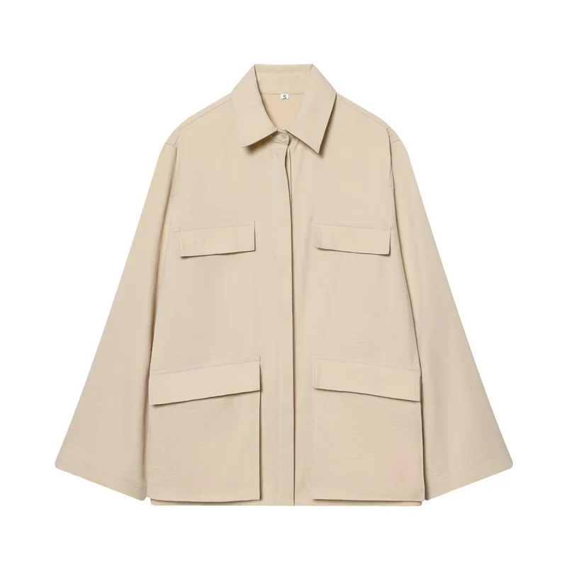 Damen Oversize Feldjacke im Boxy‑Cut mit vier Klapptaschen und verdeckter Druckknopfleiste Nord Taschen