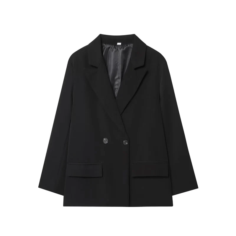 Damen Oversize Doppelreihiger Sakko-Blazer mit Pattentaschen Nord Taschen