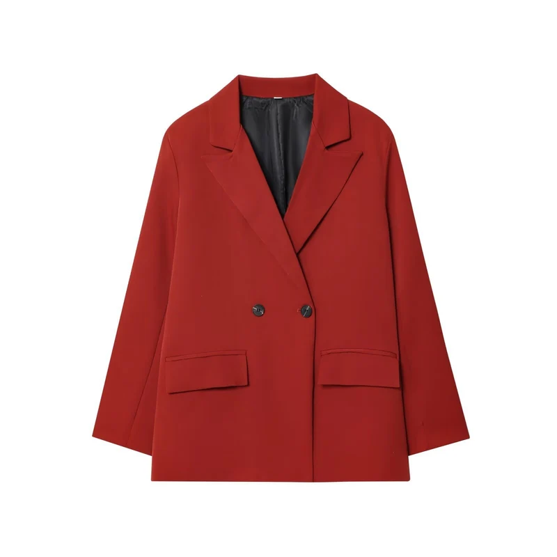 Damen Oversize Doppelreihiger Sakko-Blazer mit Pattentaschen Nord Taschen