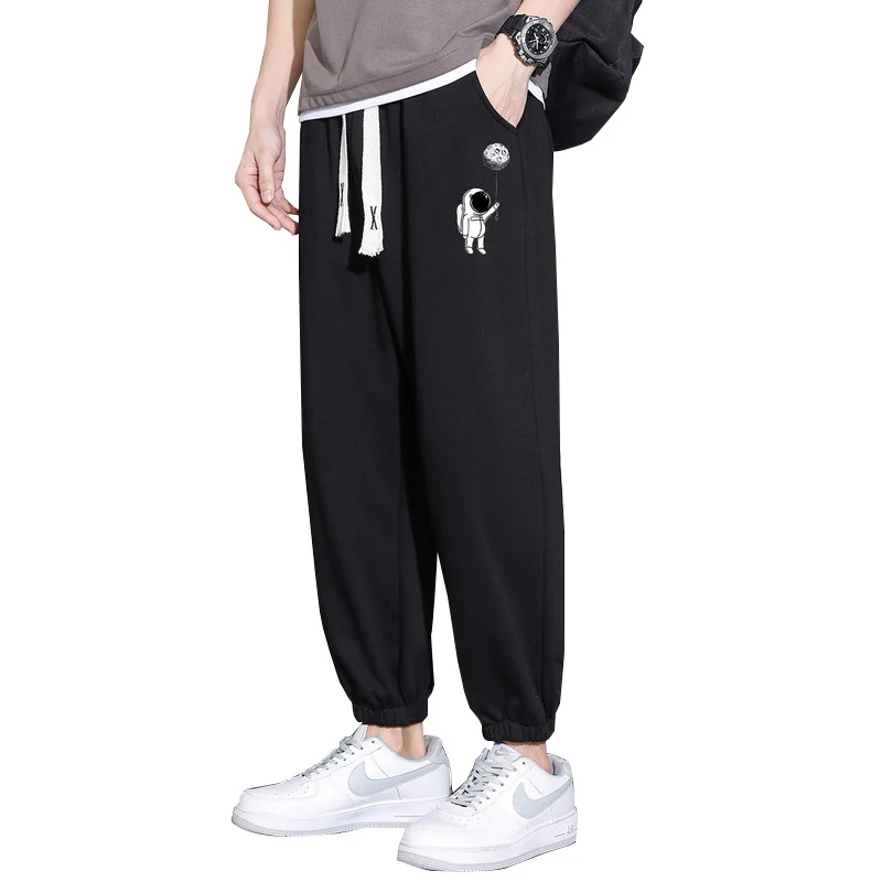 Herren Lockere Jogginghose mit Astronauten-Print, Kordelzugbund und elastischen Saumbündchen Nord Taschen