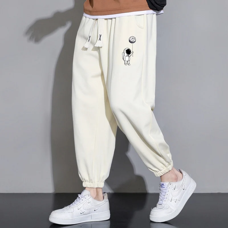 Herren Lockere Jogginghose mit Astronauten-Print, Kordelzugbund und elastischen Saumbündchen Nord Taschen