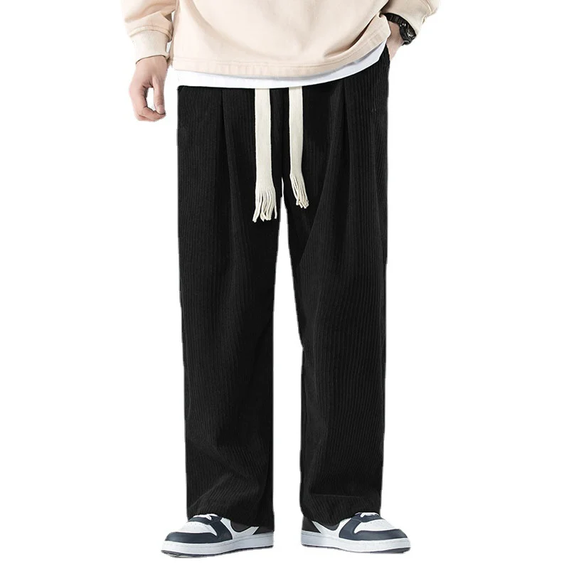 Herren Locker geschnittene Cordhose mit breitem Bein, elastischem Bund und dekorativem Kordelzug Nord Taschen