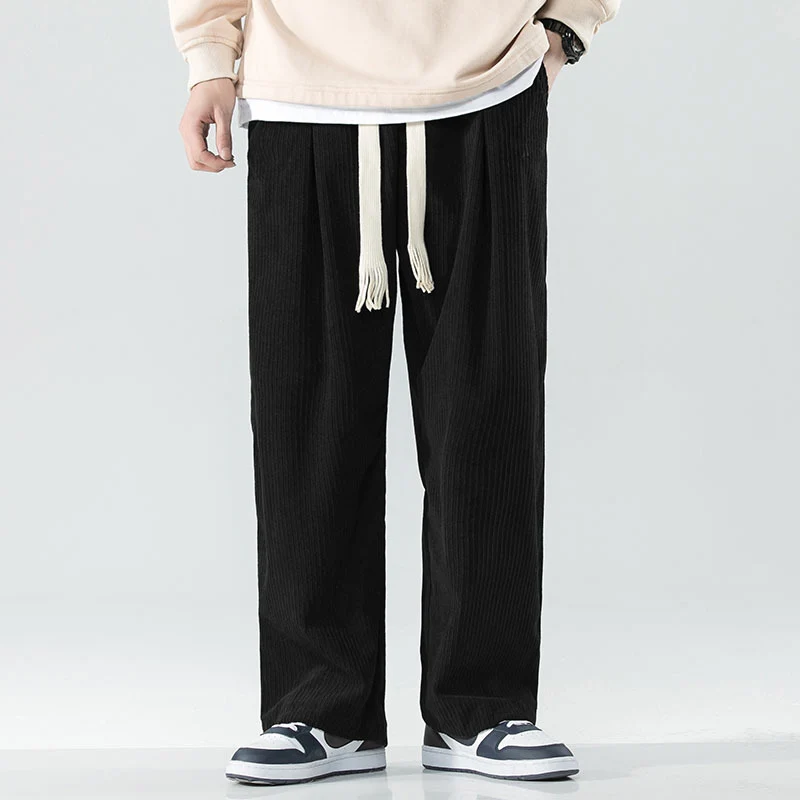 Herren Locker geschnittene Cordhose mit breitem Bein, elastischem Bund und dekorativem Kordelzug Nord Taschen