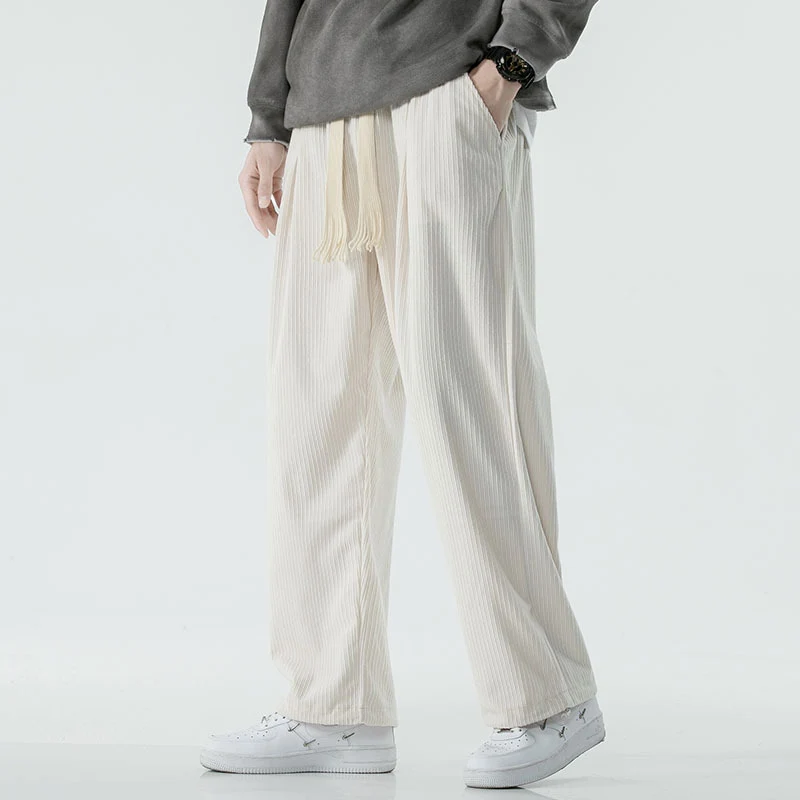 Herren Locker geschnittene Cordhose mit breitem Bein, elastischem Bund und dekorativem Kordelzug Nord Taschen