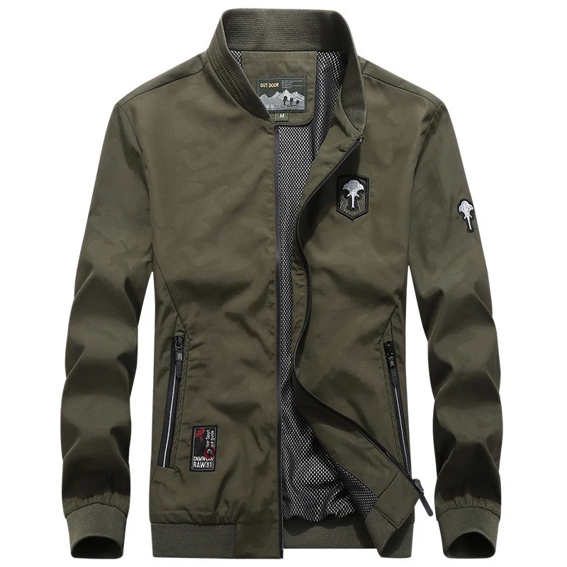Herren Leichter Urbaner Windbreaker-Blouson mit Mesh-Innenfutter, Stick-Patches und Reißverschlusstaschen Nord Taschen