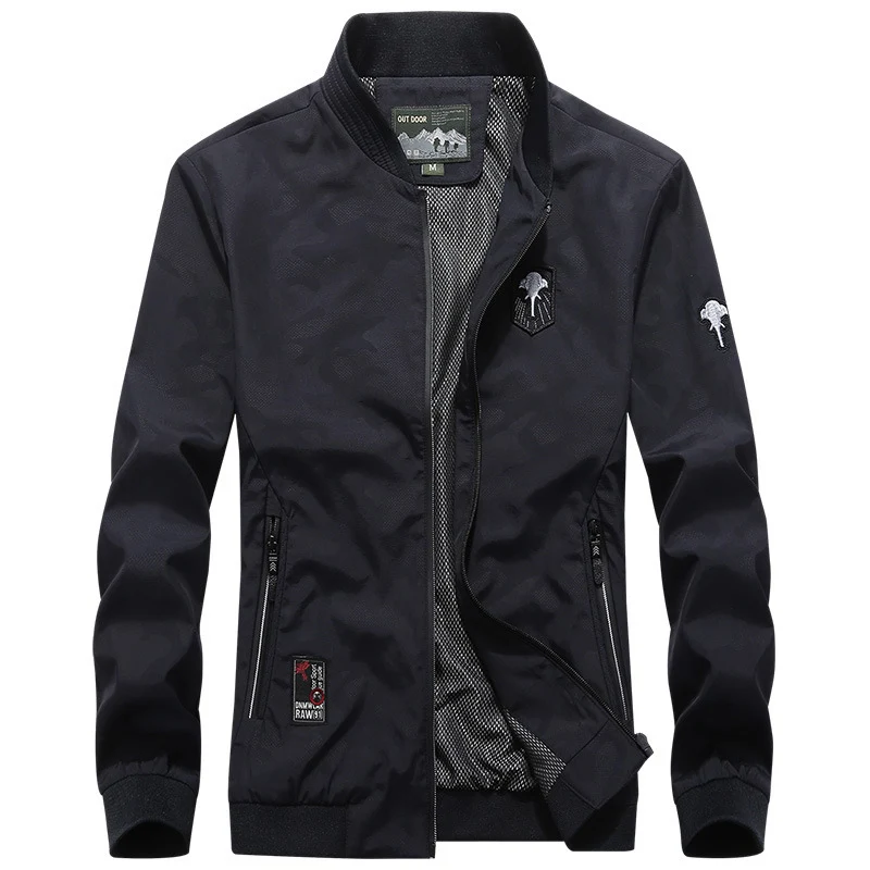 Herren Leichter Urbaner Windbreaker-Blouson mit Mesh-Innenfutter, Stick-Patches und Reißverschlusstaschen Nord Taschen
