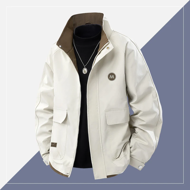 Herren Leichter Urbaner Blouson mit hohem Stehkragen, Kontrastfutter und Pattentaschen Nord Taschen
