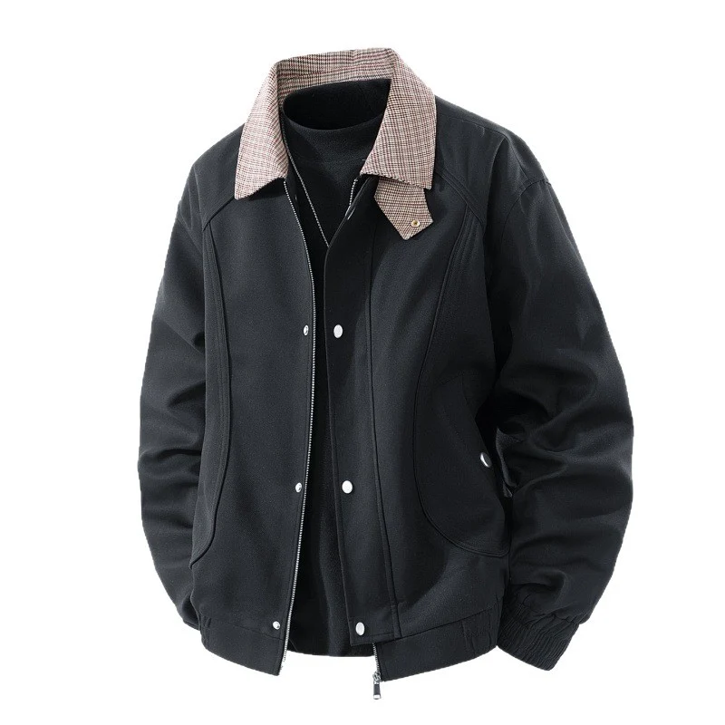 Herren Leichter Canvas-Blouson mit Karokragen, Reißverschluss- und Druckknopfleiste Nord Taschen
